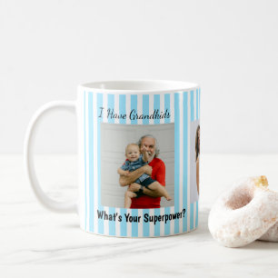 Blue Stripes Grand Parents Funny Personalised Coffee Mug