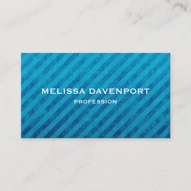 Blue Stripes Grunge Texture Business Card (Front)
