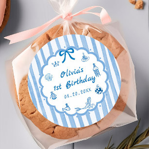 Blue Stripes Hand Drawn The Summer Sticker