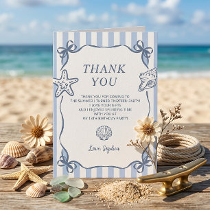Blue Stripes Hand Drawn The Summer Thank You Card