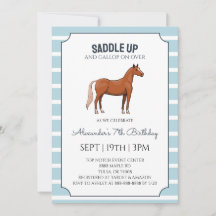 Blue Stripes Horse Riding Birthday Party