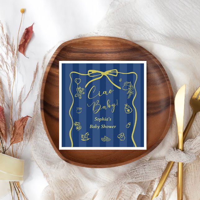 Blue Stripes Italian Themed Ciao Baby Napkin (Creator Uploaded)