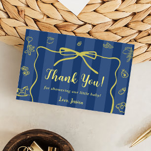 Blue Stripes Italian Themed Ciao Baby Thank You Card