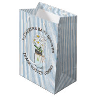 Blue Stripes Mason Jar Baby Shower Centerpiece