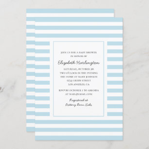 Blue stripes. Modern striped boy baby shower Invitation