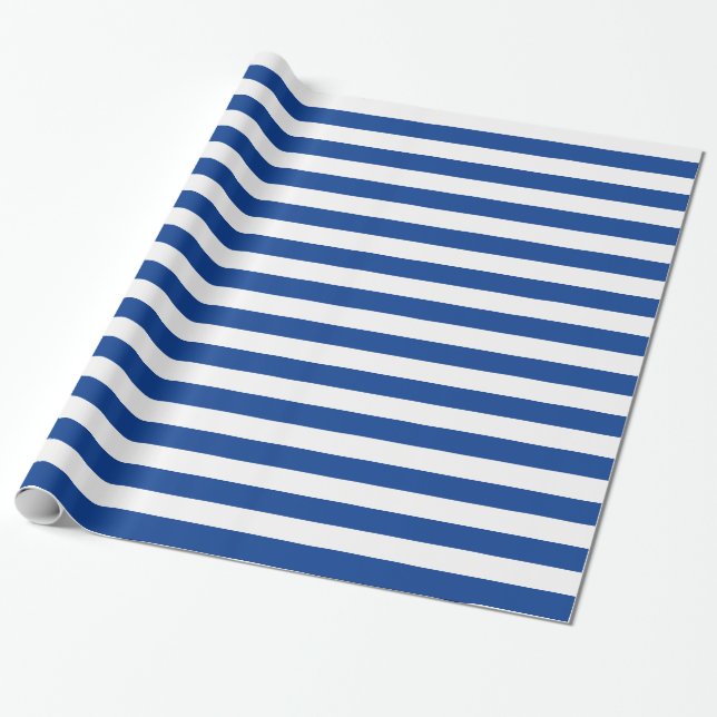 Blue Stripes on custom Colour Wrapping Paper (Unrolled)