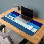 Blue Stripes Pattern  Desk Mat<br><div class="desc">Enhance your workspace with the Blue Stripes Pattern Desk Mat. Featuring a sleek and modern striped design in varying shades of blue, this mat provides a smooth surface for your keyboard and mouse while adding a stylish touch to your desk. Perfect for home offices, gaming setups, or as a thoughtful...</div>