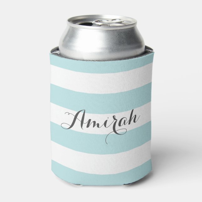 Blue Stripes Pattern | Personalised Can Coolers (Can Front)