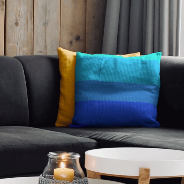 Blue stripes pattern stylish vivid solid colour cushion (Creator Uploaded)