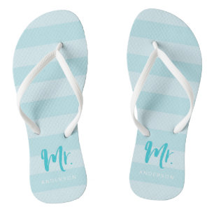 Blue Stripes Personalise with Name Mr Thongs