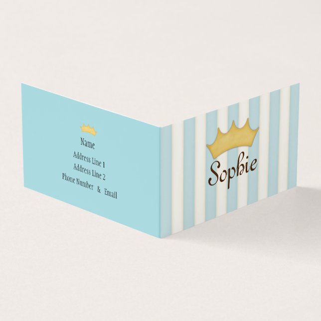 Blue Stripes Personalised Royal Play Date Invite (Outside)