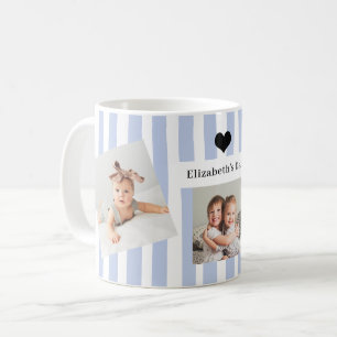 Blue Stripes, Photos, and Heart For Dad Coffee Mug