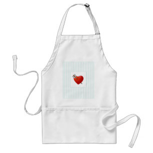 Blue Stripes - Pierced Valentine Heart Standard Apron