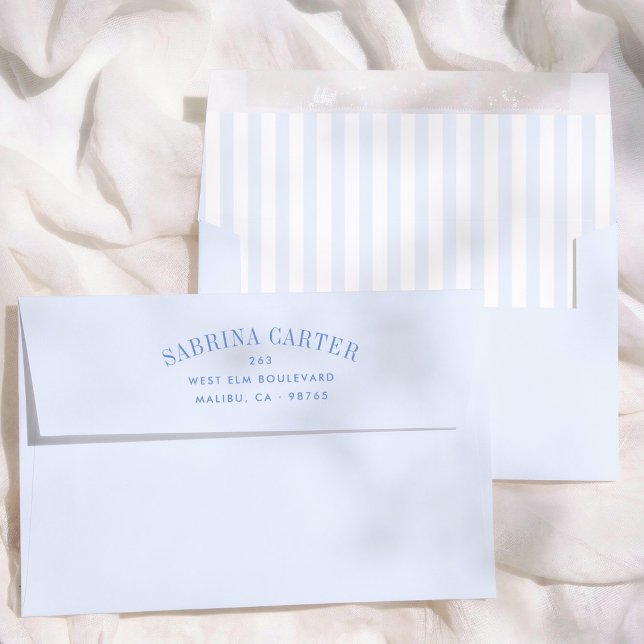 Blue Stripes Preppy Return Address Envelope (Creator Uploaded)
