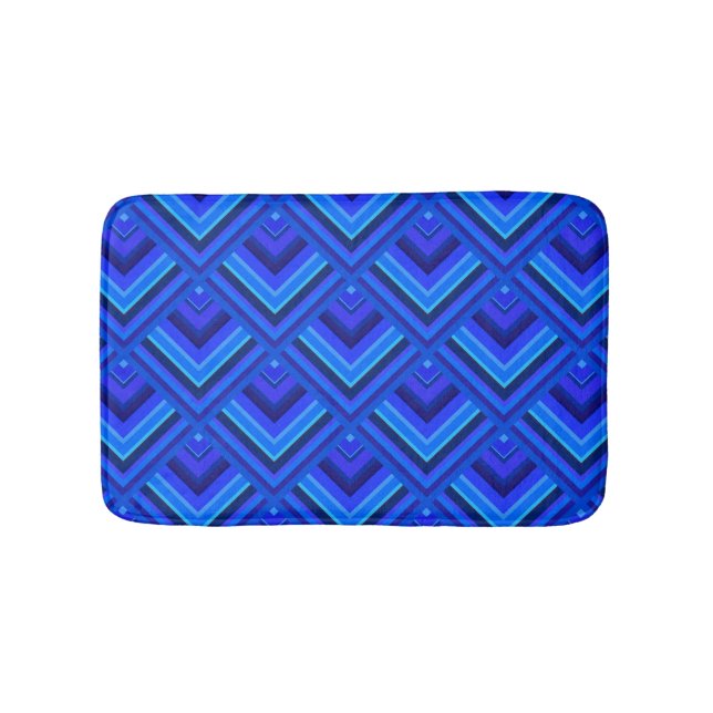 Blue stripes scale pattern bath mat (Front)