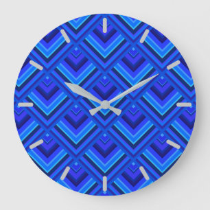Blue stripes scale pattern large clock