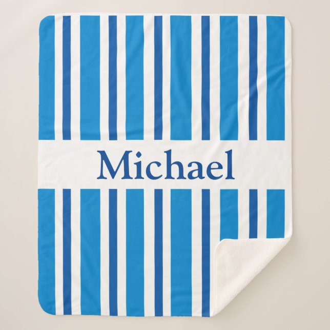 BLUE STRIPES SHERPA BLANKET (Front)