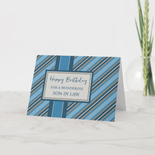 Blue Stripes Son in Law Birthday Card