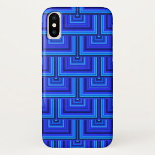 Blue stripes square scales pattern iPhone x case