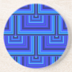 Blue stripes square scales pattern coaster