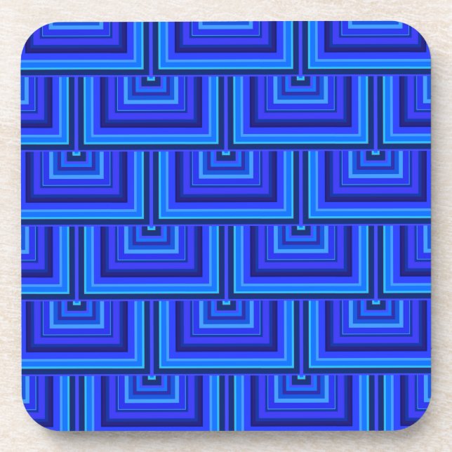 Blue stripes square scales pattern coaster (Front)