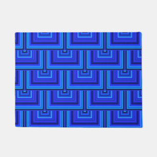 Blue stripes square scales pattern doormat