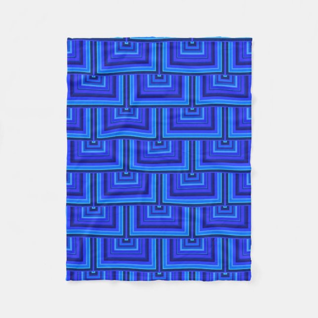 Blue stripes square scales pattern fleece blanket (Front)
