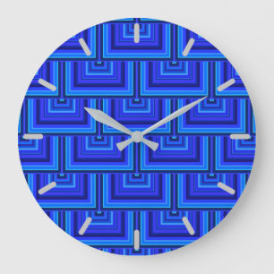 Blue stripes square scales pattern large clock