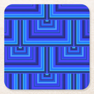Blue stripes square scales pattern square paper coaster