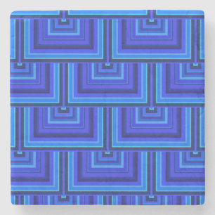 Blue stripes square scales pattern stone coaster