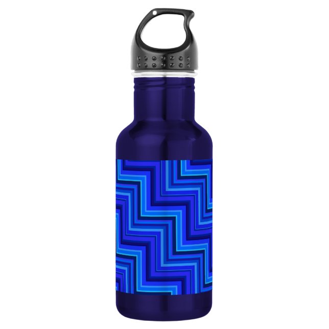 Blue stripes stairs pattern 532 ml water bottle (Front)