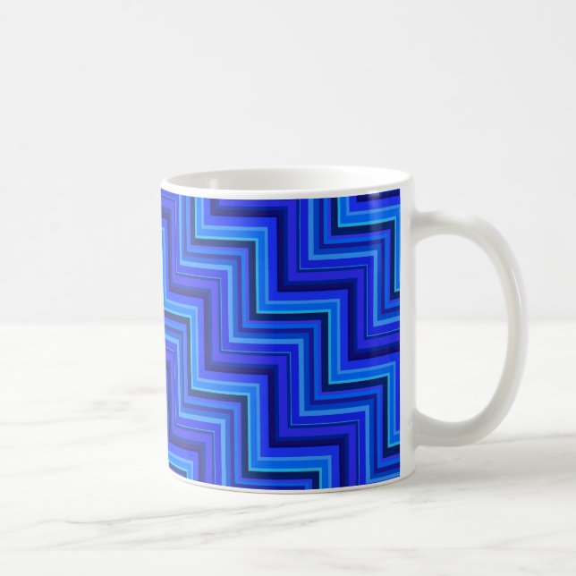 Blue stripes stairs pattern coffee mug (Right)