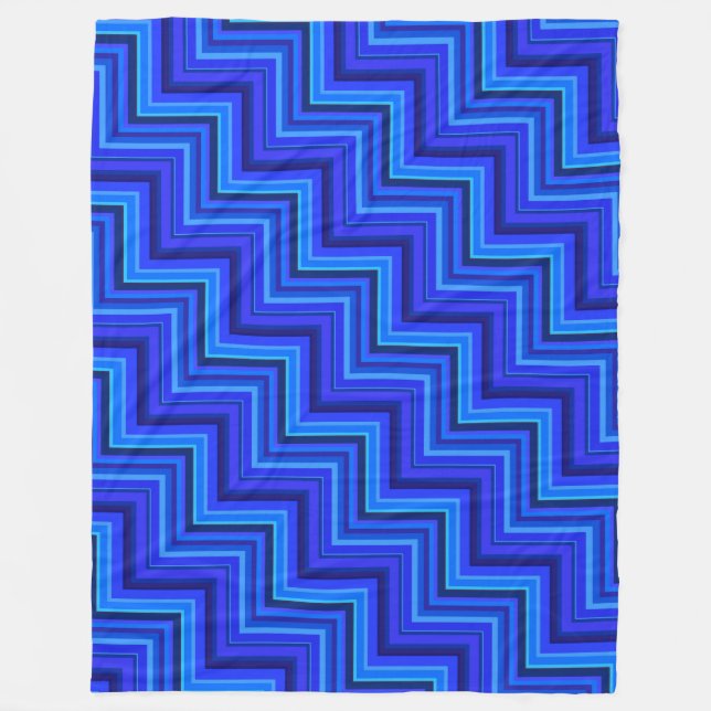 Blue stripes stairs pattern fleece blanket (Front)