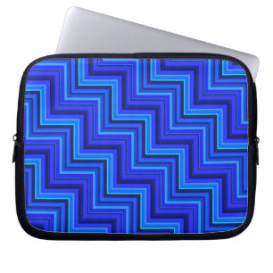 Blue stripes stairs pattern laptop sleeve