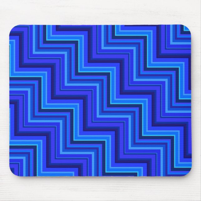 Blue stripes stairs pattern mouse pad (Front)