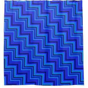 Blue stripes stairs pattern shower curtain