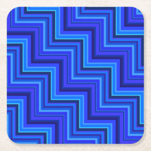 Blue stripes stairs pattern square paper coaster