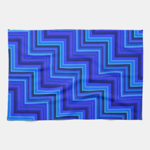 Blue stripes stairs pattern tea towel