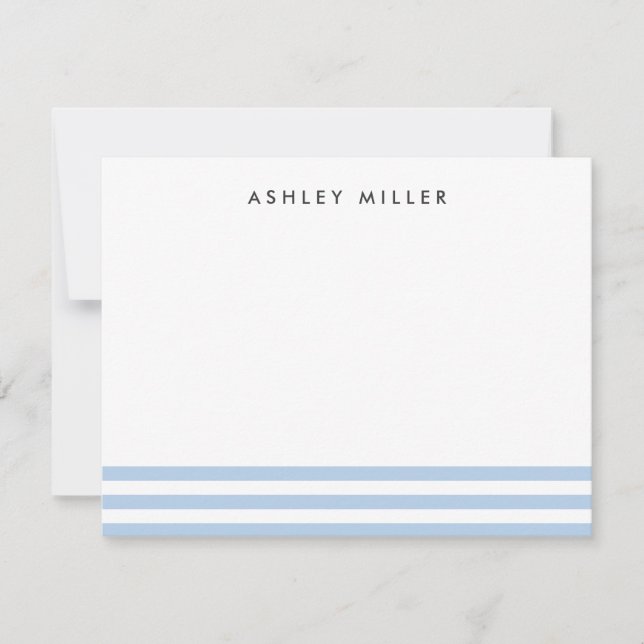 Blue Stripes Stationery Personalised Invite Card (Front)