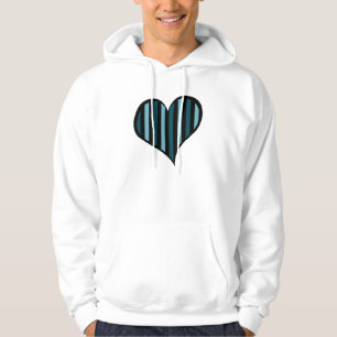 Blue Stripes, Striped Pattern, Lines, Heart Hoodie