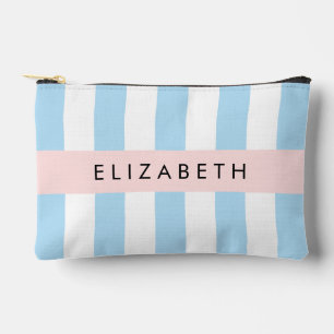 Blue Stripes, Striped Pattern, Lines, Your Name Accessory Pouch