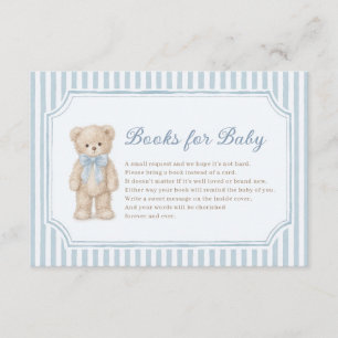 Blue Stripes Teddy Bear Books for Baby Boy Enclosure Card