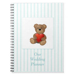 Blue Stripes - Teddy Bear with Valentine Heart Notebook
