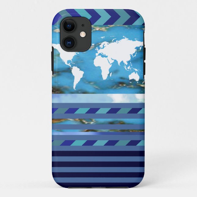 blue stripes turquoise Case-Mate iPhone case (Back)