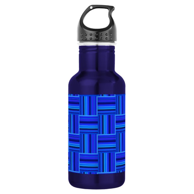 Blue stripes weave pattern 532 ml water bottle (Front)