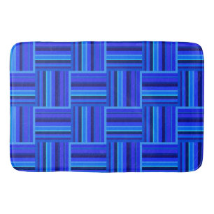 Blue stripes weave pattern bath mat