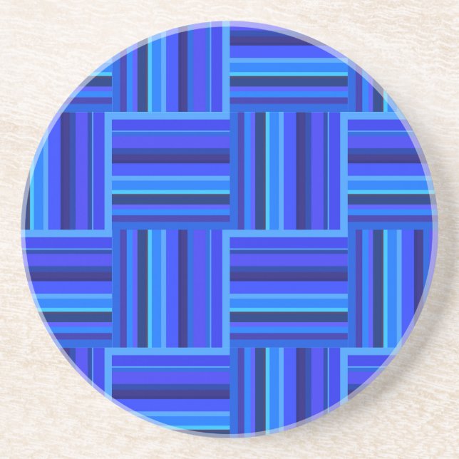 Blue stripes weave pattern coaster (Front)