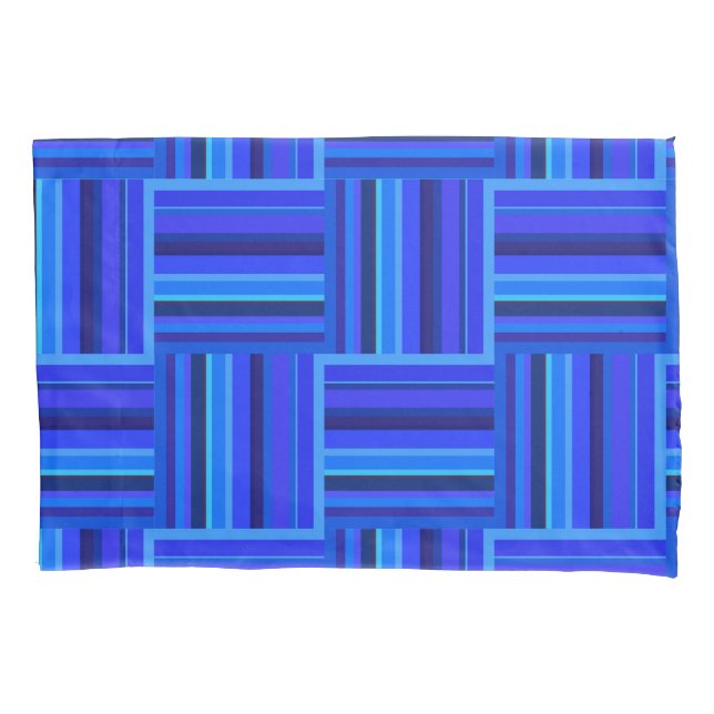 Blue stripes weave pattern pillowcase (Front)