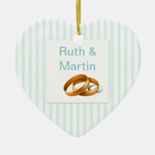 Blue Stripes - Wedding Rings Ceramic Ornament