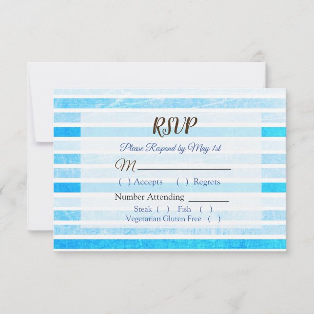 Blue Stripes Wedding RSVP card (Front)